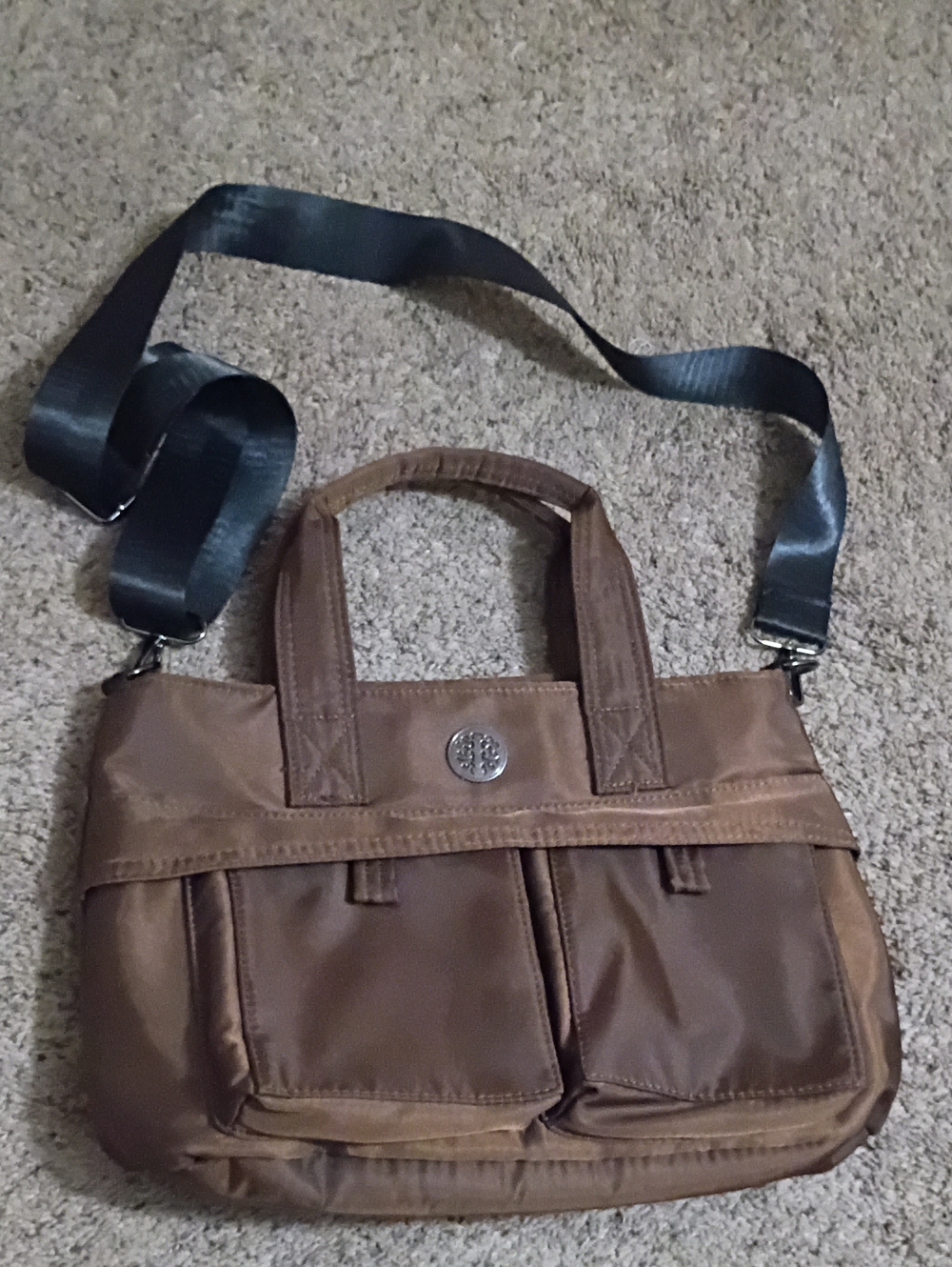 Men's Brown Nylon Crossbody Tote Bag